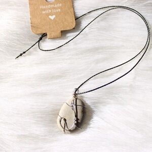 Lake Michigan Wrapped Rock Pendant